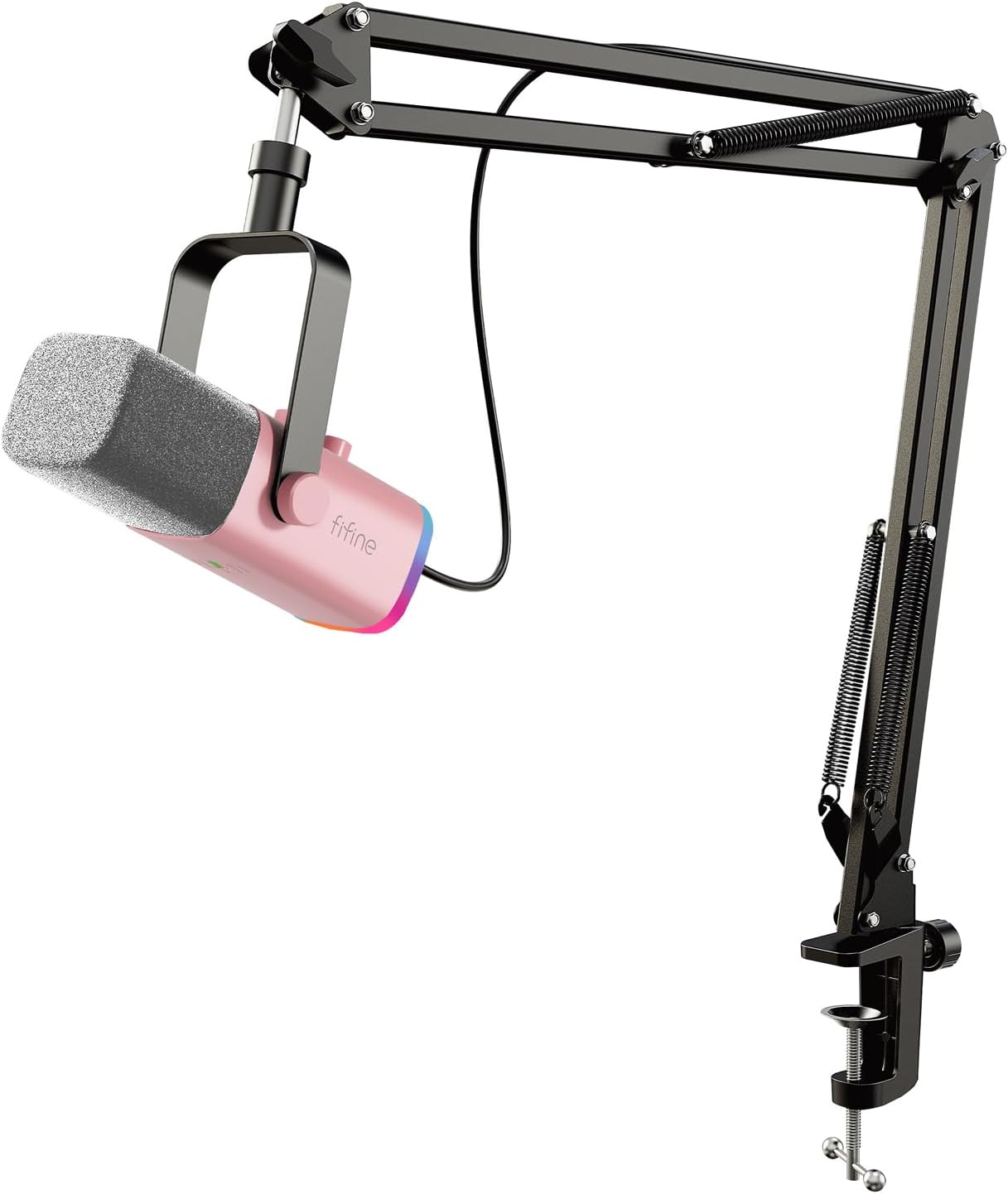 FIFINE USB / XLR Dynamic Microphone with Arm, Mute Button and Headphone Jack