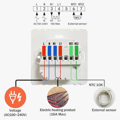 SALCAR Smart WLAN Thermostat – Programmierbarer Raumthermostat für elektrische Fußbodenheizung 230V mit LCD-Display, Tuya kompatibel (16A)