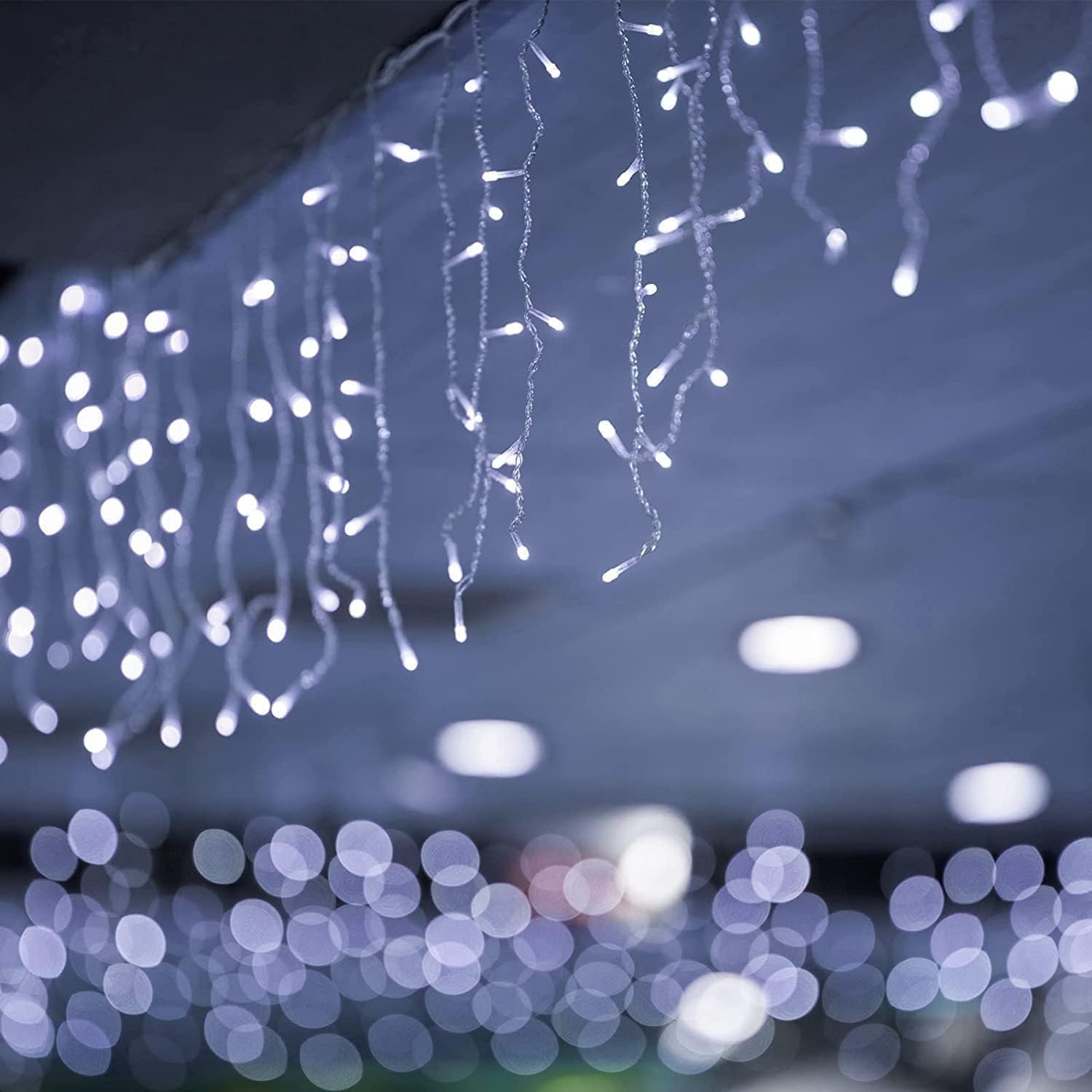 SALCAR 5m LED Eisregen Lichterkette Außen – 200 LEDs mit Fernbedienung, 8 Modi & IP44 Wasserschutz, LED-Lichtervorhang für Weihnachten, Pavillon, Balkon & Innen/Deko