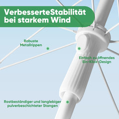 Sekey Sonnenschirm Ø160 cm rund – mit Tragetasche & Bodenhülse, für Balkon & Strand Sekey
