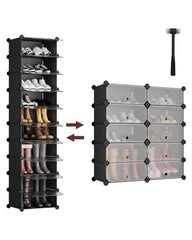 Sekey shoe cabinet with 10 compartments – Modular shoe organizer for up to 20 pairs of shoes, stable &amp; space-saving, incl. hammer &amp; anti-tip device