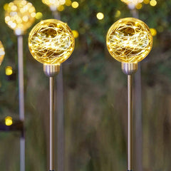 Salcar set of 2 LED solar garden lights with wishing ball effect