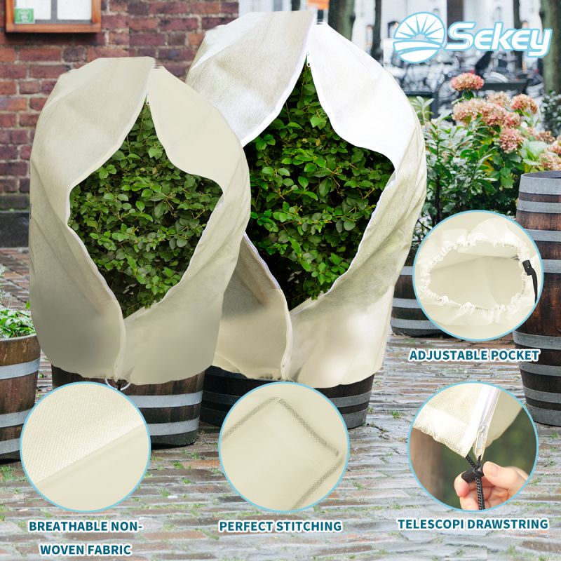 Sekey winter protection pot plant bag made of 50 g/m² nonwoven fabric, beige