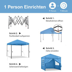 Sekey 3x3 m folding gazebo with 4 side panels and 4 sandbags