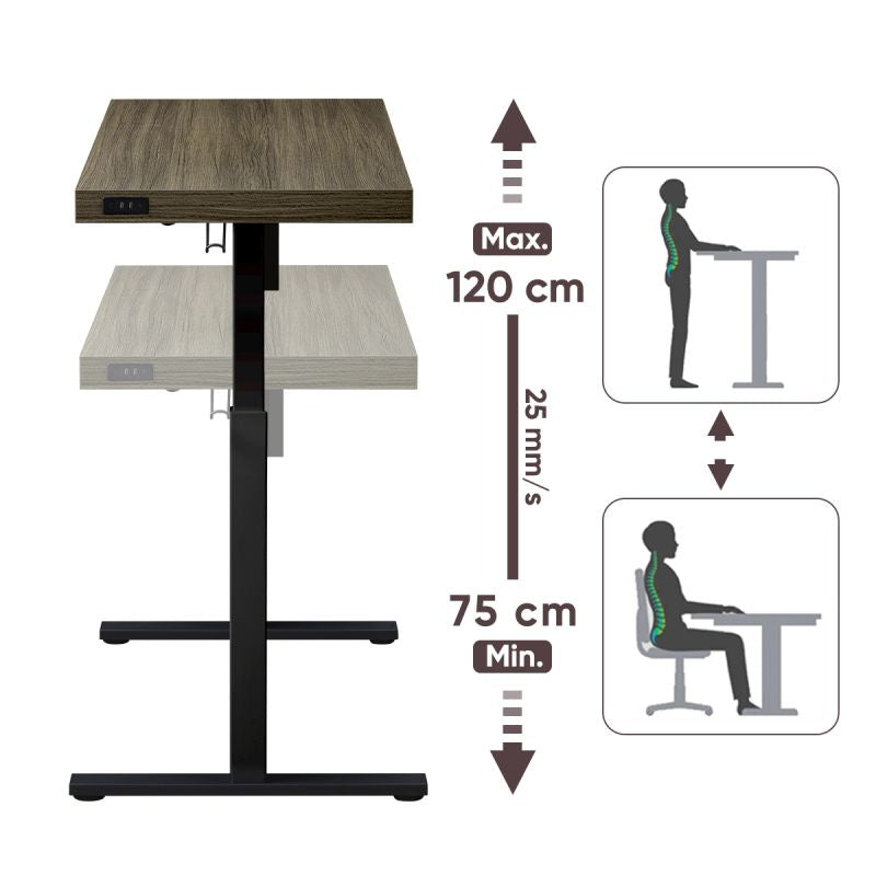 KOWO 120 cm Electric Height Adjustable Desk with Drawers and Wireless Charging, Mobilo