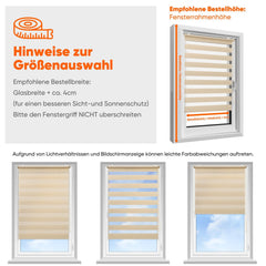 Sekey Doppelrollo - Klemmfix Duo Rollo ohne Bohren, Fensterrollo Jalousie, Sicht- & Sonnenschutz, Gelbleinen Sekey