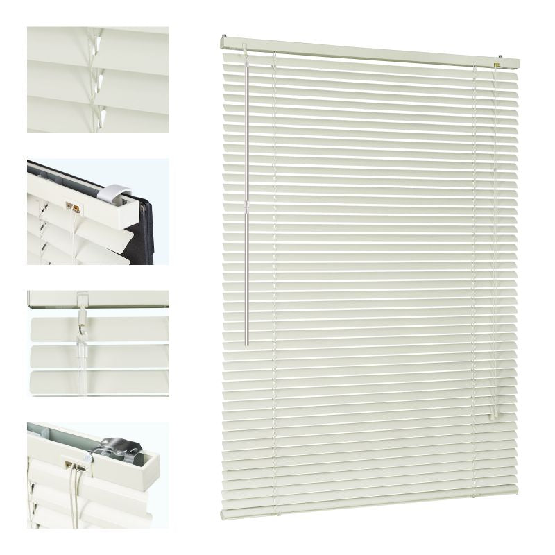 Sekey aluminium blinds without drilling, 25mm aluminium slats, cream