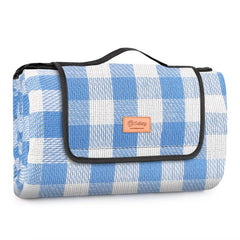 Sekey 200 x 200 cm picnic blanket made of blue and white checked acrylic fabric