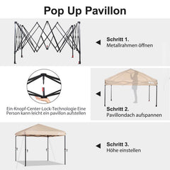 Sekey 300 x 300 cm Faltpavillon mit 4 Sandsäcken und Tragetasche