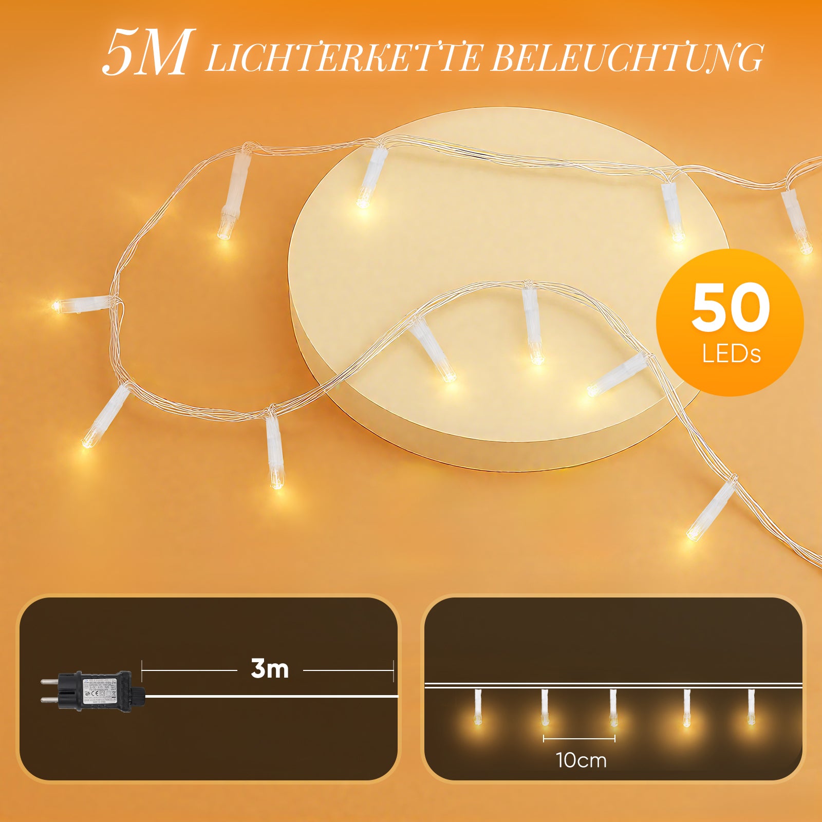 SALCAR LED Lichterkette mit 5m/10m/15m/20m Länge – 50–300 LEDs, Fernbedienung, 8 Modi, Timer & IP44 Wasserdicht, für Weihnachtsdeko, Party, Hochzeit, Garten – Warmweiß