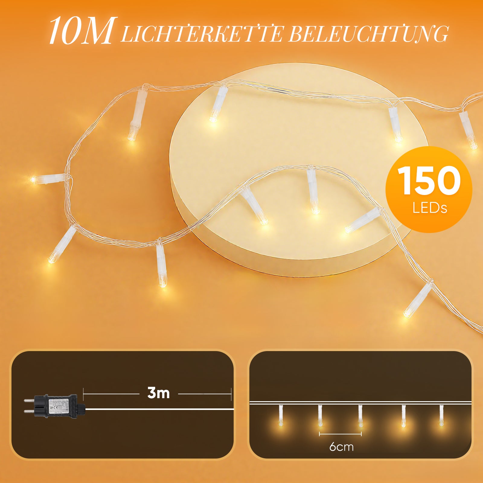 SALCAR LED Lichterkette mit 5m/10m/15m/20m Länge – 50–300 LEDs, Fernbedienung, 8 Modi, Timer & IP44 Wasserdicht, für Weihnachtsdeko, Party, Hochzeit, Garten – Warmweiß