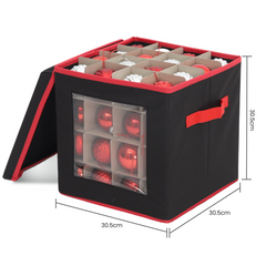 Salcar Aufbewahrungsbox Schwarz für 64 Weihnachtskugeln – Faltbare Weihnachtsdeko-Box 30,5 cm mit Fächern & flexiblen Trennwänden
