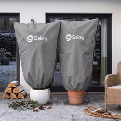 Sekey Winterschutzhauben für Pflanzen mit Reißverschluss & Zugband – Frostschutz aus 80 g/m² Vlies, 5 Größen, Beige, Grau & Weiß, 3er-Set