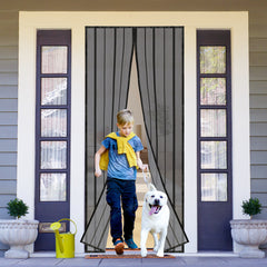 Sekey magnet fly screen door made of polyester, with straps, black