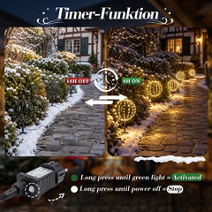 Salcar LED Kugelleuchten Garten Außen 30 cm – 3er Set Metall Leuchtkugeln mit Timer und 8 Lichtmodi