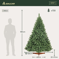 Salcar 120cm/150cm/180cm/210cm Künstlicher Weihnachtsbaum, Korea-Tanne, mit 730/1066  PVC-Nadeln Salcar