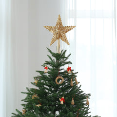 Salcar Christbaumspitze Strohstern Weihnachtsbaum Dekoration für Weihnachten, Tannenbaumspitze für den Christbaum, 25cm