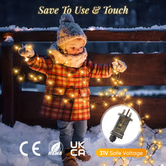 Salcar 3m LED Weihnachtsbaum-Lichterkette mit 10 Girlanden, Sternspitze & 360 LEDs – 8 Modi, Warmweiß, Sicher & Energiesparend Salcar