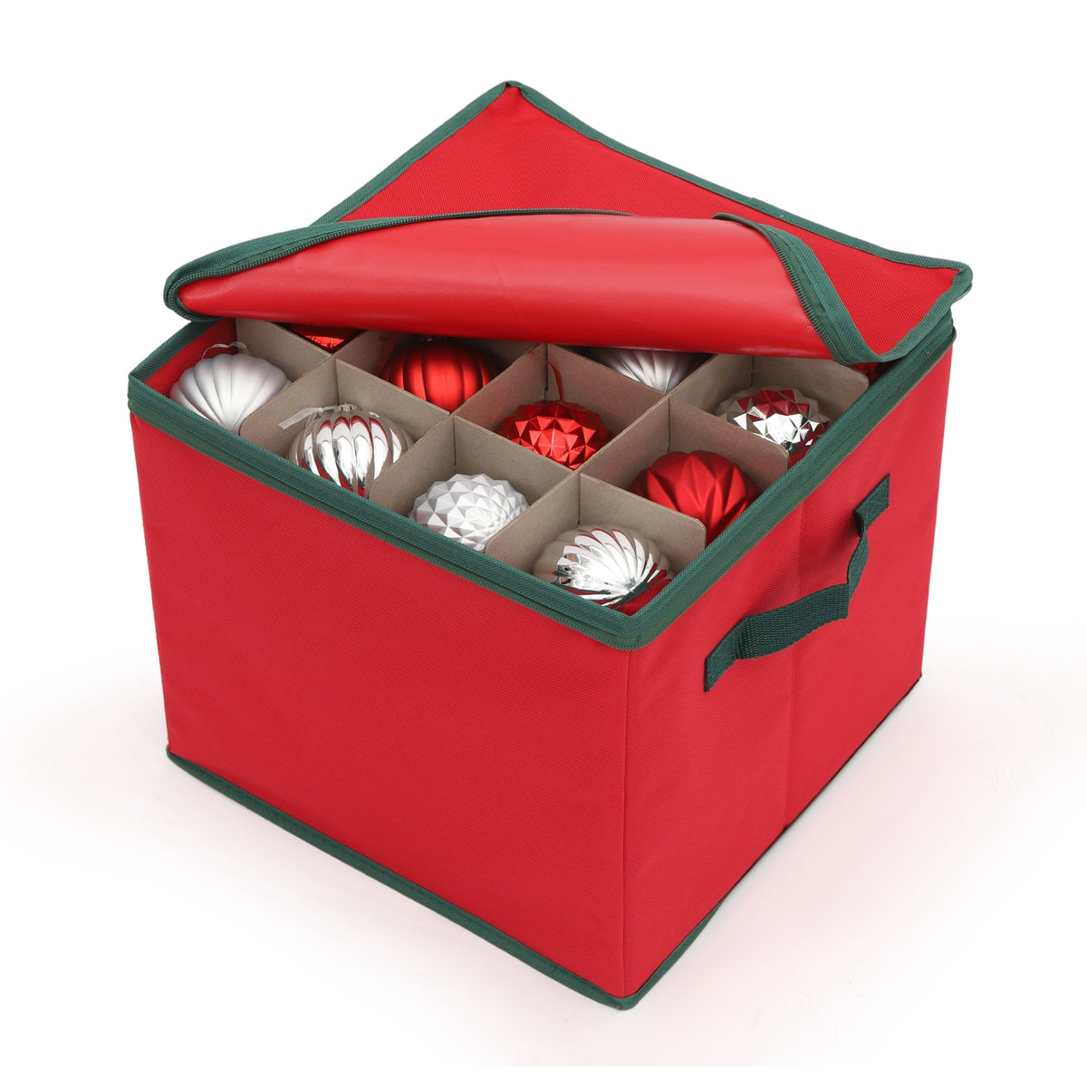 Salcar Aufbewahrungsbox für Weihnachtskugeln – 64 Fächer, stabile Kartontrenner, faltbare Aufbewahrungskiste für Christbaumschmuck & Weihnachtsdeko