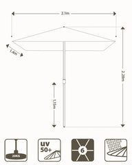 Sekey Sonnenschirm Rechteck 200x300 cm mit Kurbel & Auto-Neigung – stabiler Marktschirm 38 mm Stahlrohr, UV-Schutz, Balkon- & Gartenschirm für Terrasse