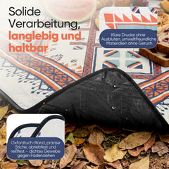 Sekey Picknickdecke Wasserdicht 200x200 cm – Sandfreie Stranddecke im Bunte Bohemian Design, PEVA-Unterseite & Tragegurt für Picknick, Camping und Strand