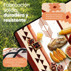 Sekey Picknickdecke Wasserdicht – Sandfreie Stranddecke mit Geometrischem Bohemian-Muster, PEVA-Unterseite & Tragegurt für Picknick, Camping und Strand