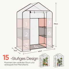 Sekey XL Foil Greenhouse 200×145×75 cm – Sturdy balcony greenhouse with 4 shelves for healthy plant growth