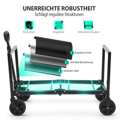 Sunula Handwagen, faltbar, 3-in-1 Design, 160 L Volumen, 100 kg Tragkraft, ultraleicht, mit 2 Becherhaltern, All-Terrain-Räder, für Strand, Einkauf, Garten Sekey
