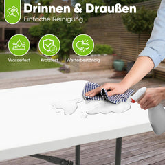 Sekey 3-tlg. Bierzeltgarnitur 180 cm – Klappbares Gartenmöbel-Set mit Tisch & 2 Bänken, Wetterfest & Tragbar für Garten, Balkon & Camping Sekey