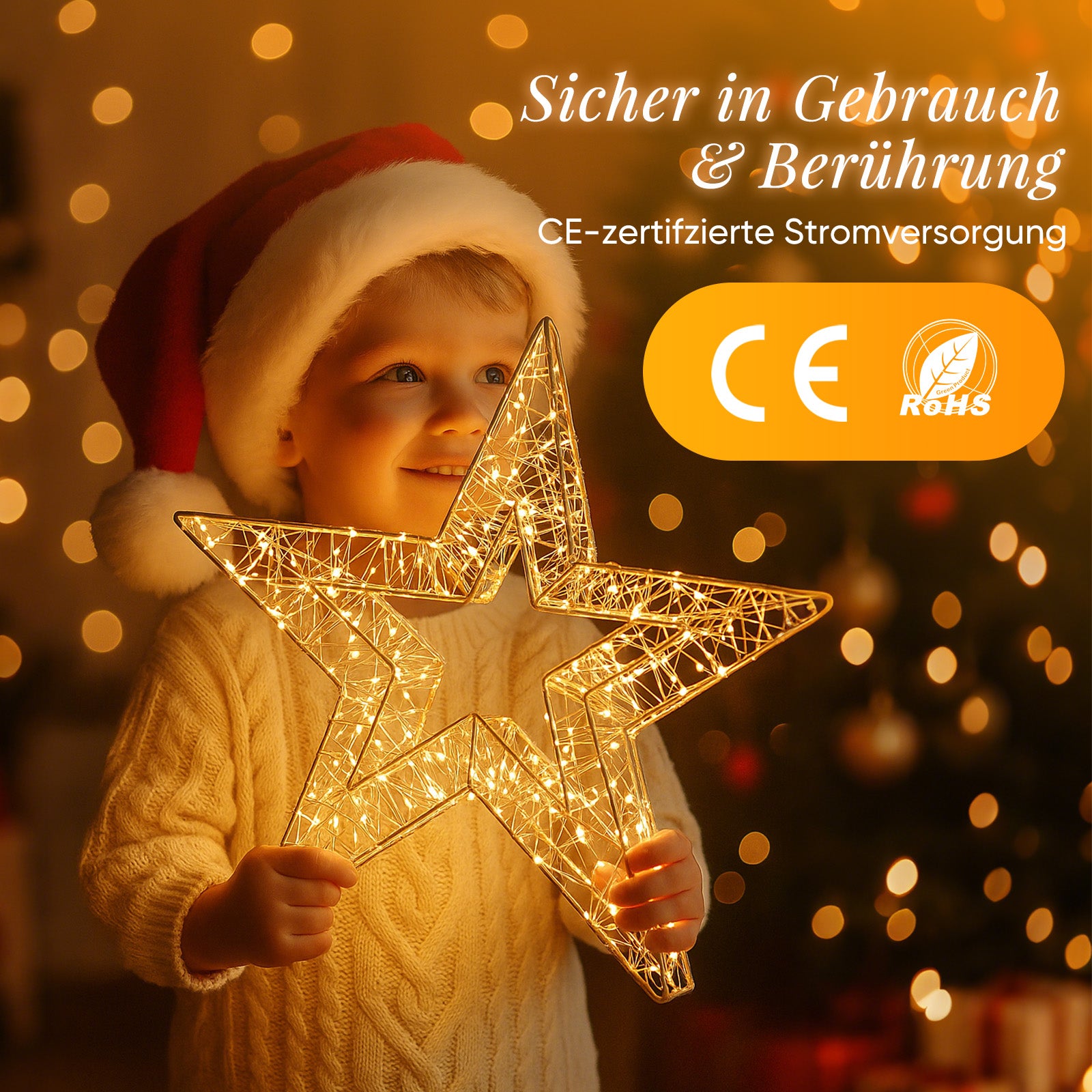 SALCAR LED Weihnachtsstern 45 cm, Metall Leuchtstern mit 720 LEDs, 8 Modi & Timer, Stern Fenster Deko, Innen & Außen, Warmweiß