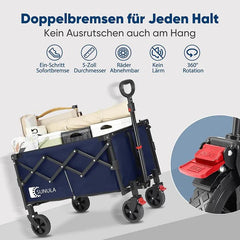 Sunula 80L / 100KG Faltbarer Bollerwagen, mit Bremsen, Halbiertem Eigengewicht Sekey