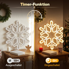 Salcar LED Schneeflocke 45 cm Warmweiß & Kaltweiß – 420 LEDs, IP44, Timer, Weihnachtsdeko