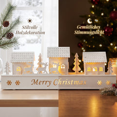 Salcar LED Weihnachtsdorf Schwibbogen – 43 cm, 8 LEDs, Batteriebetrieben, Fensterdeko Weihnachten