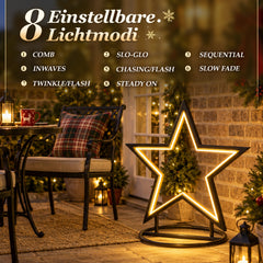 SALCAR LED Garden Stake Star made of Metal – 50 cm Christmas Star with 100 LEDs, Warm White, IP44 Waterproof, Garden Star Light with Ground Spike &amp; Stand, For Indoor &amp; Outdoor Use