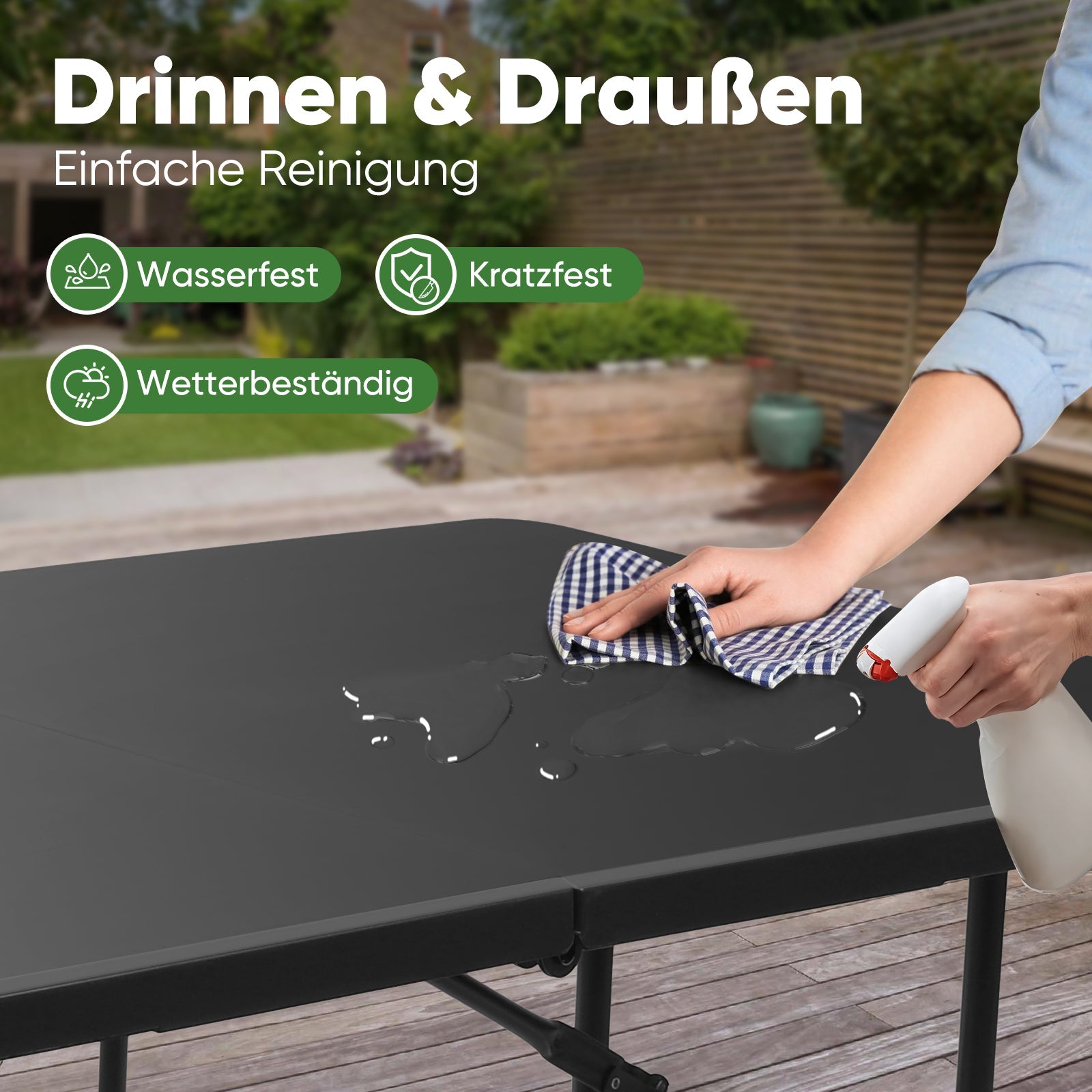 campingtisch wasserfest Sekey Klapptisch 152x70x74 cm – Robuster Buffettisch aus Kunststoff, – sekeymall