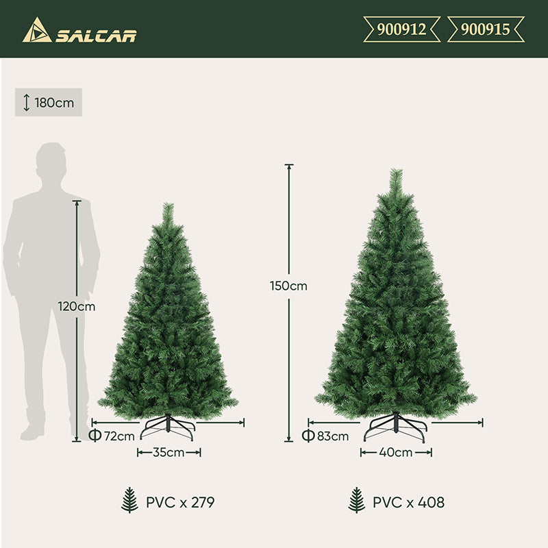 Salcar 120/150/180/210/240cm Künstlicher Weihnachtsbaum mit Metallständer, Nordmanntanne, mit 279/408/580/868/1168 Spitzen