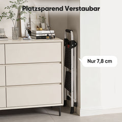 Sekey Klappbare Trittleiter 2 oder 3 Stufen – Haushaltsleiter aus Stahl mit breiten rutschfesten Kunststoffstufen, SGS EN131-2 & EN14183 geprüft, bis 150 kg belastbar