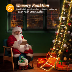 Salcar 3 m LED Leiter Lichterkette Außen, Warmweiß Weihnachtsbeleuchtung mit 8 Modi, Timer & Speicher, Wasserdicht Deko für Garten, Balkon, Tür & Treppe