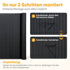 Sunula PVC Sichtschutzmatte, Balkon Sichtschutz, Doppelte Verstärkung, Ohne Bohren, Mit Kabelbindern, Wasserdicht, Windschutz, Balkonabdeckung für Garten Terrasse, Anthrazit SEKEYMALL