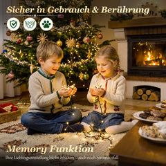 Salcar LED Lichterkette 23 m mit 360 LEDs, Gelb, Fernbedienung, 8 Lichtmodi, 4-stufig dimmbar, 3 Timer, Memory, IP44, 31V für Innen & Außen