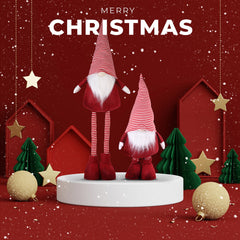 Salcar Weihnachtsdeko Wichtel XL – Großer Deko-Gnom aus Filz, höhenverstellbar von 60–92 cm, Teleskopbeine, perfektes Geschenk zu Weihnachten & Thanksgiving – Rot Salcar