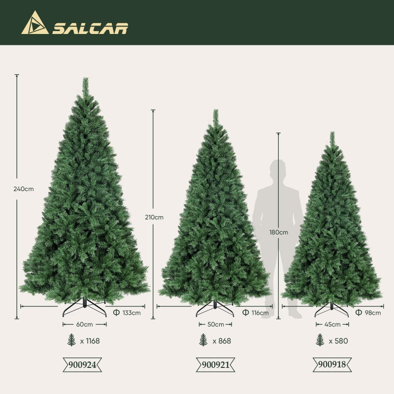 Salcar 120/150/180/210/240cm Künstlicher Weihnachtsbaum mit Metallständer, Nordmanntanne, mit 279/408/580/868/1168 Spitzen