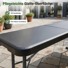 Sekey Klappbare Bierbank 183 cm – Kunststoff Campingbank & Bierzeltbank bis 300 kg Belastbar, Gartenbank Klappbar mit Tragegriff, Schwarz