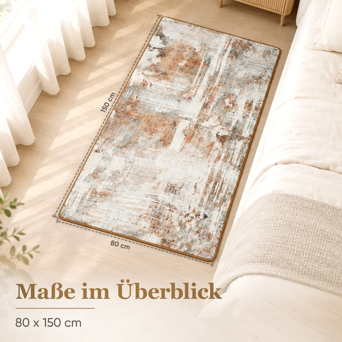 Sekey Waschbarer Kurzflor Teppich Vintage – Rutschfest & OEKO-TEX Zertifiziert