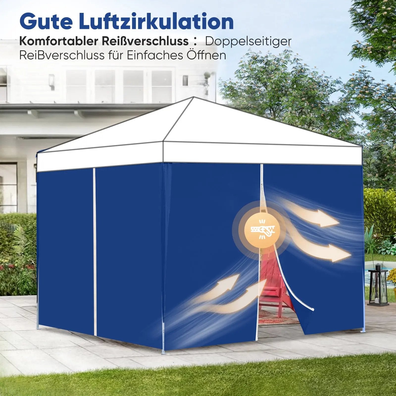 Waterproof gazebo side walls with zipper, 290x200 cm – sekeymall