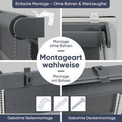 Sekey Duo Doppelrollo Klemmfix Schnurlos - Ohne Bohren, Faltrollo für Fenster & Türen SEKEYMALL