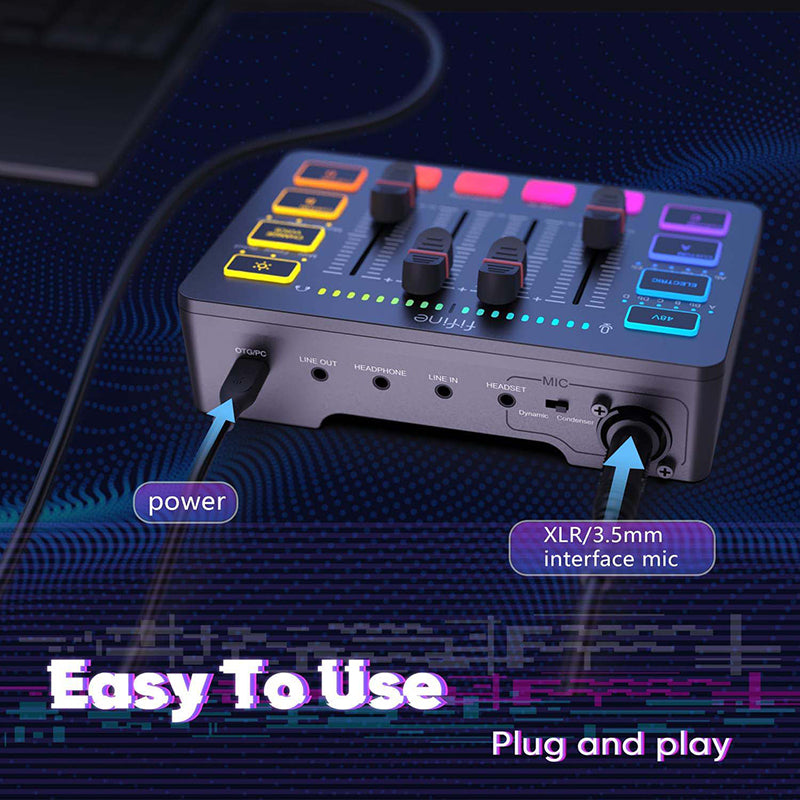 FIFINE XLR Gaming Audio Mixer, individual control