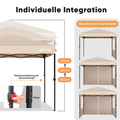 Sekey Premium Pop-Up Pavillon 3×3 m – Wasserdicht & Stabil, Faltpavillon mit Seitenwänden, Höhenverstellbar 250–270 cm