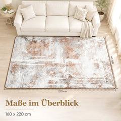 Sekey Waschbarer Kurzflor Teppich Vintage – Rutschfest & OEKO-TEX Zertifiziert