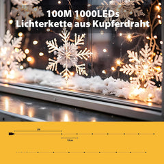 Salcar 100 m LED Micro Lichterkette, 1000 LEDs, 31V GS zertifizierte Stromversorgung